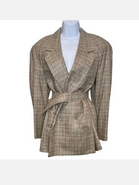 VINTAGE Cricketeer Academia Tweed Blazer With Belt, Size M